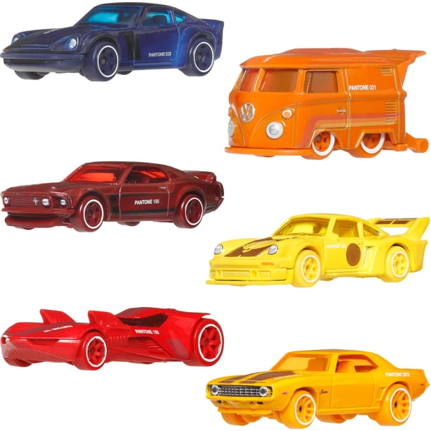 Set de autos de juguete Hot Wheels Pantone 1:64 de metal fundido con van, paquete de 6