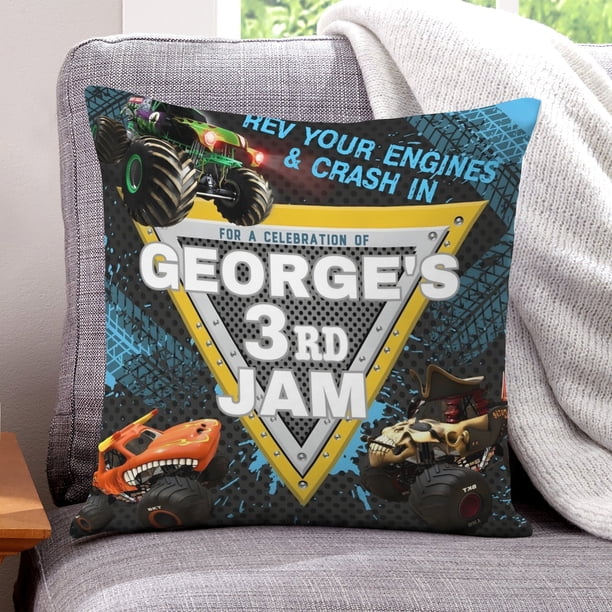 Monster Jam Fundas de almohada de terciopelo con tema, regalos de funda de almohada, decoración para el hogar, cojín de lanzar, regalo de cumpleaños para fans y parejas.56*56cm.