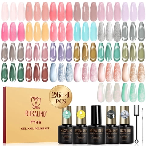 Set De Esmaltes De Uñas En Gel Rosalind, 30 Unidades, Jelly Cat Eye Pearl