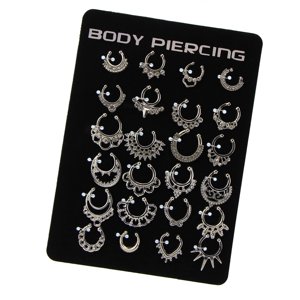 Ioensy - Forma De C Anillos En La Nariz Piercing En La Nariz Joyería Septum Hanger Clip Plata