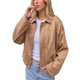 thumbnail image 2 of INSPIRE CHIC Chaqueta Bomber de Mujer de Imitación de Ante Casual Recortada con Cremallera y Solapa de Manga Murciélago Abrigo Exterior Talla X Grande Caqui, 2 of 6