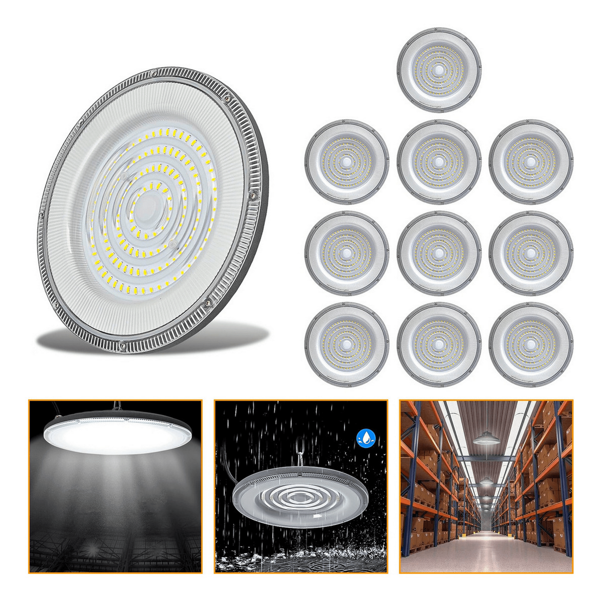 Genérico - 10 Foco Plafon 400w Ip65 Industrial Techo Campana Luz Fría