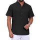 thumbnail image 1 of Camisa Henley Casual para Hombre Cuello Mao Manga Corta Verano Playa Lino Camisas L Negro, 1 of 6