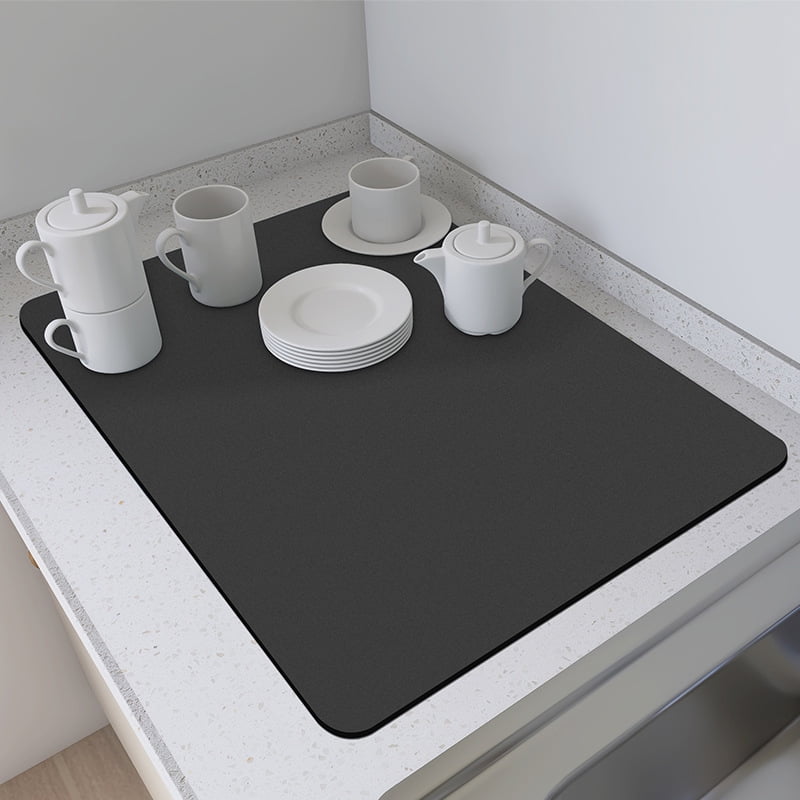 Xmhytop - Tapete Secador De Platos Para Encimera Aislador Térmico Con Base Antideslizante De Goma Altamente Absorbente Fácil De Limpiar Gris Oscuro 16 X 18cm