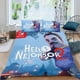 thumbnail image 2 of Hola Vecino Conjunto de sábanas temático, trío de piezas, cómodo y amigable con la piel, diseño único, regalo de decoración para el hogar para familiares, amigos y fans, 90 cm * 190 cm, 2 of 6
