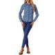 thumbnail image 2 of INSPIRE CHIC Camisa de Mujer con Botones Estampado Floral de Manga Larga Cuello en Punta Top de Oficina S Azul Oscuro, 2 of 6