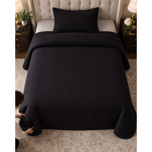 Cubrecama Quilt de Plaza y Media Con Funda De Almohada25