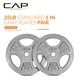 thumbnail image 2 of Discos de peso estándar de 1 pulgada CAP Barbell, 25 lb, gris (x2), 2 of 7