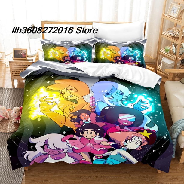 v714 Bed Sheets New Kawaii Steven Universe Bedding Set Single Twin Full Queen King Size Bed Set Aldult Kid Bedroom Anime Bed Sheet Set 3-Piece Bedding Set (1 Duvet Cover + 2 Pillow Shams) Bed Sheets j