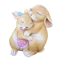 Ioensy - 2 Piezas De Resina De Estatuas De Conejito De Pascua Simuladas Para Centro De Mesa De Patio De Escritorio Rosa