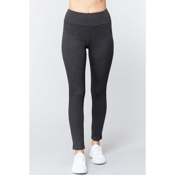 Saronite Pantalones Básicos de Punto de Cintura Alta y Largo Completo, Gris Carbón (para Mujer)
