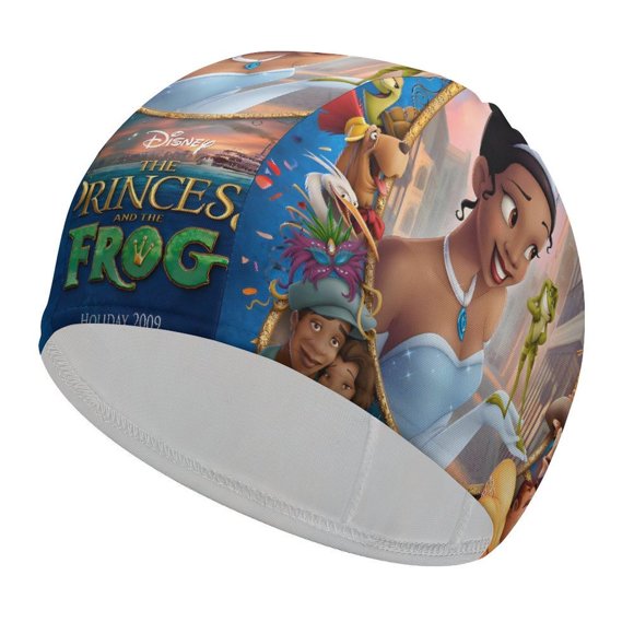 Tiana: La princesa y el sapo Gorro de Natación de Licra, Gorro de Baño de Tela Cómoda, Gorro Elástico Antideslizante para Hombres, Mujeres y Niños