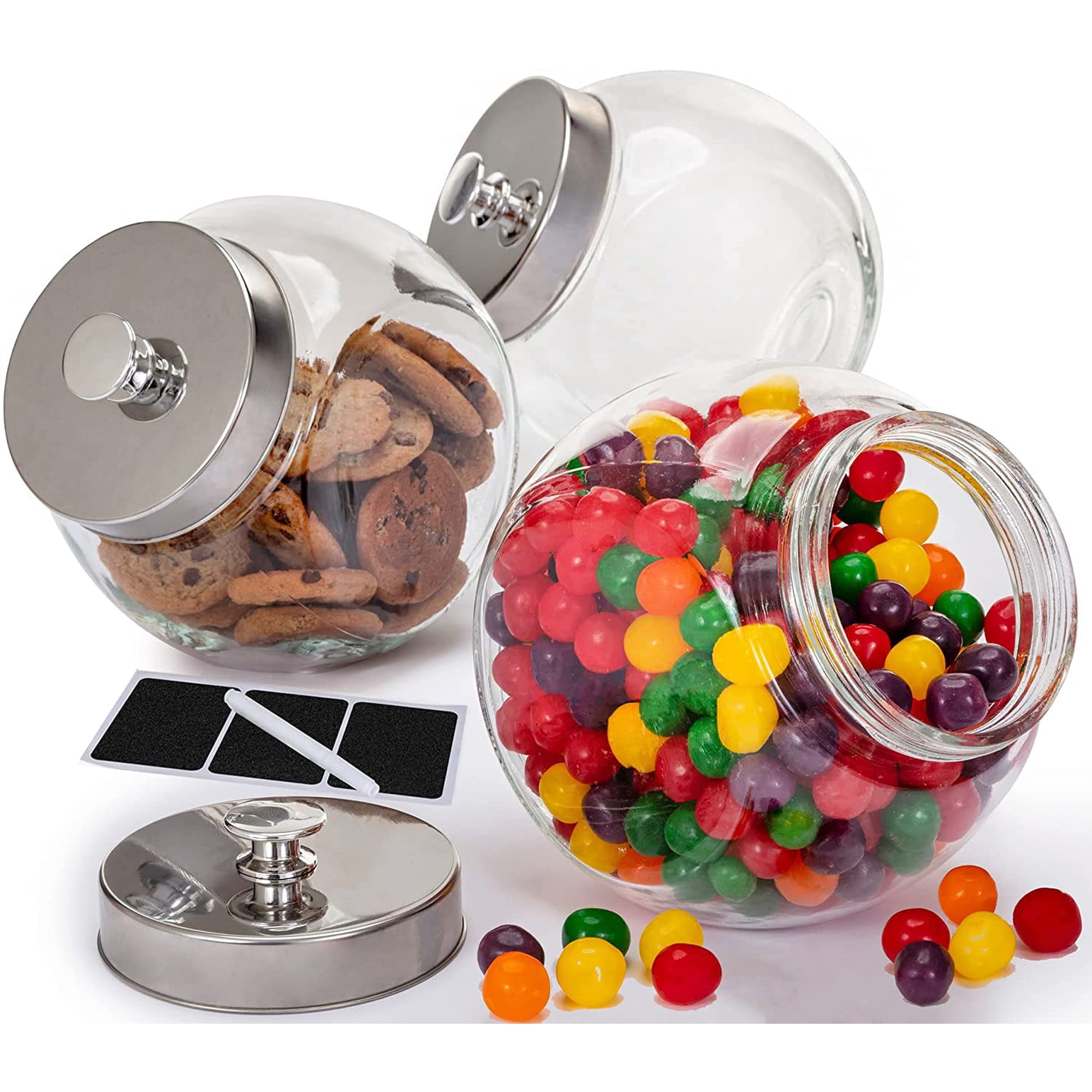 Tarros De Vidrio Para Galletas Le'raze De 75 Oz (paquete De 3) Con Tapas Herméticas