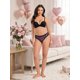 thumbnail image 2 of INSPIRE CHIC Ropa interior de mujer con tanga de encaje de tiro bajo y estampado de corazones pequeños en negro, 2 of 4