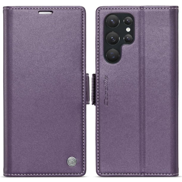 CaseMe tipo cartera Samsung Galaxy S22 Ultra con cierre magnético, RFID, tarjetero, soporte, carga inalámbrica
