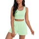 thumbnail image 1 of ATHLECHIC Conjuntos de 2 Piezas para Mujer, Top Corto de Punto Acanalado y Shorts con Bolsillo M Verde Claro, 1 of 5