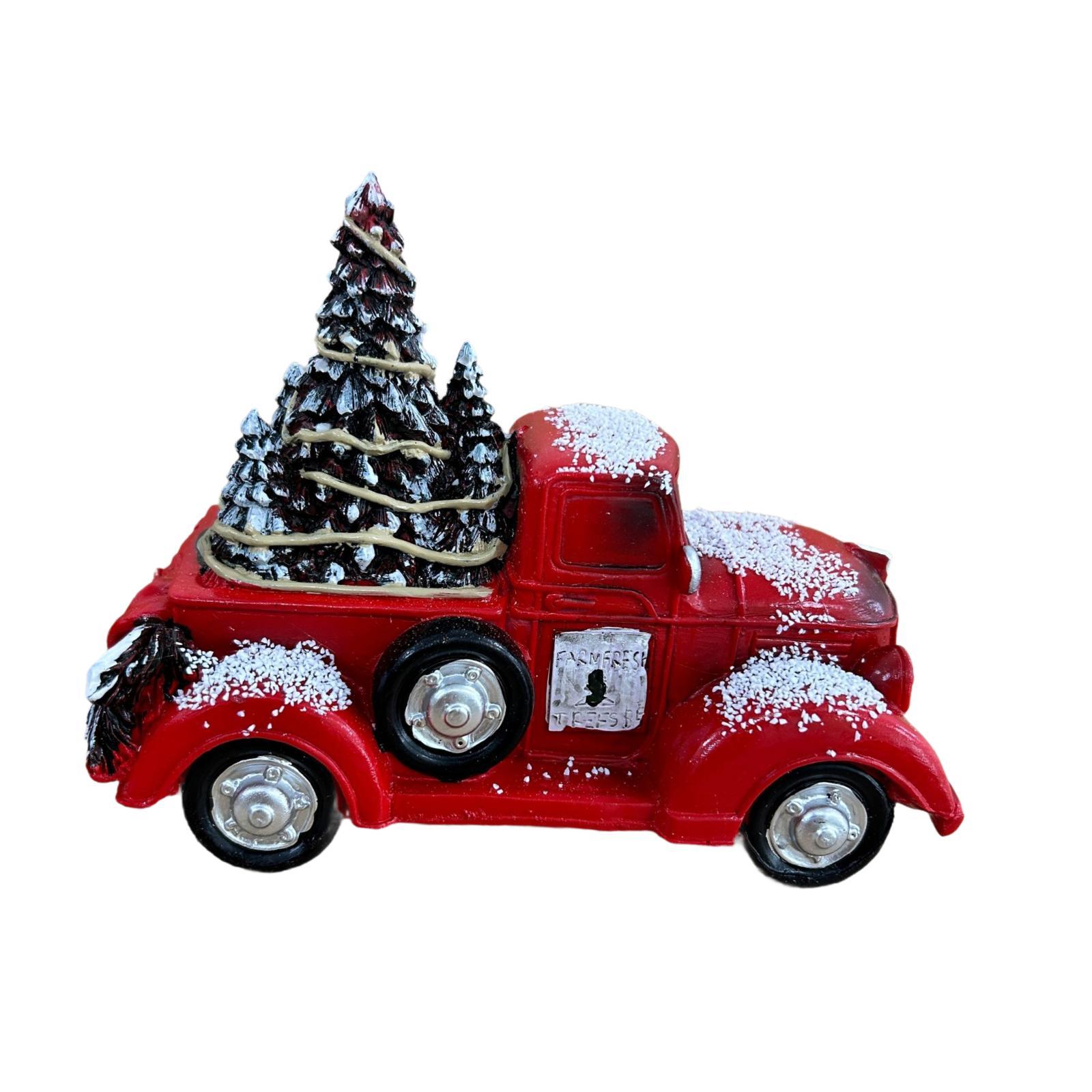 Magideal - Colección De Esculturas De Estatuas De Árboles De Navidad De Camión De Resina, Decoración Navideña, Adorno De Escritorio Para Dormitorio, Estante,