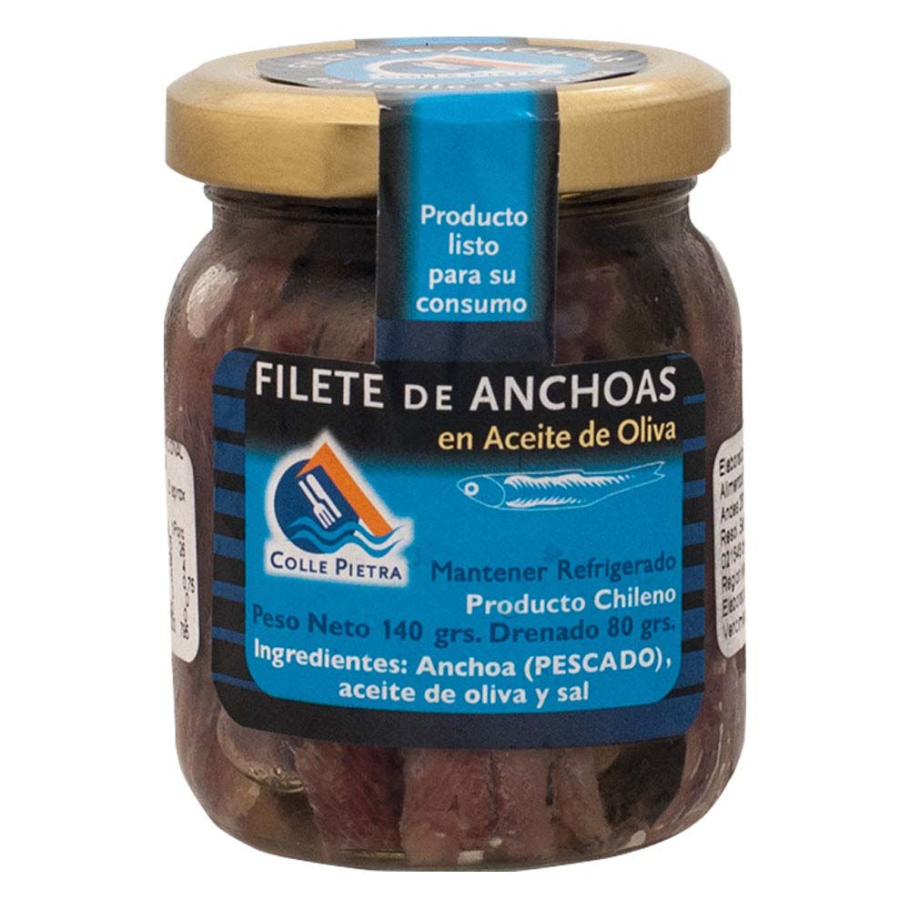 Filetes De Anchoas En Aceite De Oliva Frasco 140 g Colle Pietra