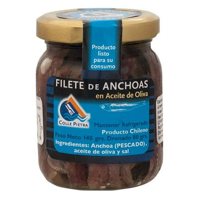 Filetes De Anchoas En Aceite De Oliva Frasco 140 G Colle Pietra