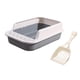 thumbnail image 4 of Caja De Arena Para Gatos, Orinal Para Gatos, Lavabo Para Arena Para Gatos, Bandeja De Arena Para Mascotas Con Parte Superior Abierta, Blanco Y Gris, 4 of 5