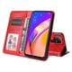 thumbnail image 3 of Funda tipo cartera FOXDOCK para OPPO A94 5G , diseño girasol en relieve, cuero PU, cierre magnético, soporte y tarjetero, 3 of 5