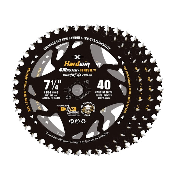 Disco de Sierra Hardwin 7.25" 40D Carburo Dientes 1.5mm de Corte 3 Unidades