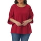 thumbnail image 1 of Agnes Orinda Blusa Casual de Verano para Mujer Tallas Grandes con Topos Suizos, Mangas de Pétalo, Dobladillo Curvado y Cuello Redondo 3X Burdeos, 1 of 8