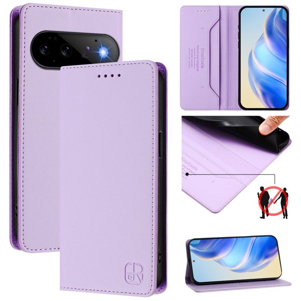 Funda Billetera con Soporte para Google Pixel 11 Bloqueo RFID Plegable Morado claro
