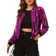 thumbnail image 1 of INSPIRE CHIC Chaqueta de Mujer con Lentejuelas Cierre de Cremallera Bolsillos Ocultos Chaqueta Bomber S Fucsia, 1 of 8