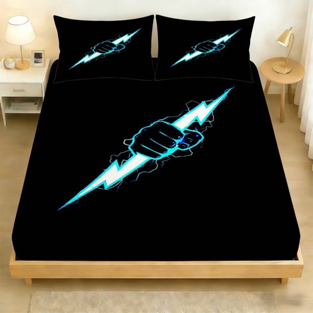 3pcs Fist Lightning Digital Printing Bedding Three-Piece Set Polyester Wear-Resistant And Wrinkle-Resistant