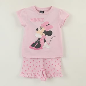 Pijama Manga Corta Niña Rosado Minnie Sentada Disney