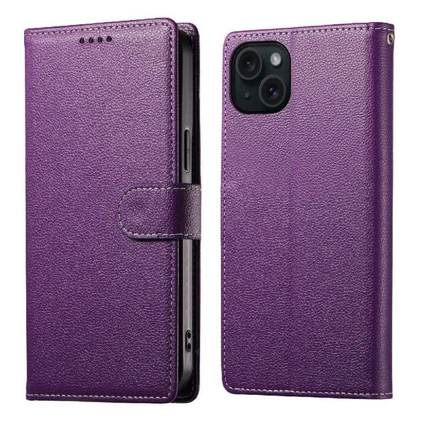 Funda Para Iphone 15 Plus – Cuero Premium, 3 Ranuras Para Tarjetas, Protección Contra Impactos