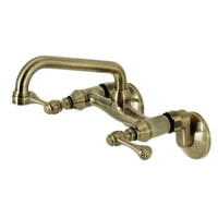 Grifo De Cocina Kingston Brass Kingston, Soporte De Pared, Latón Envejecido