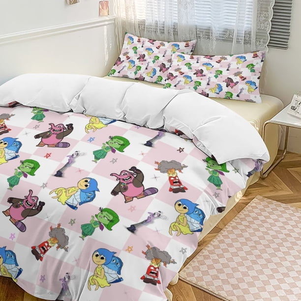 Pink White Plaid Inside Out Comforter Set Soft 3 Pcs Twin Bedding Sets Thicken for All Season
