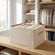 thumbnail image 2 of Cubo de Almacenamiento, Caja de Tela con Asas y Tapa para Estantes de Armario, Cesta de Almacenamiento Plegable para Organizar Ropa Café 17.7*13.8*11in, 2 of 6