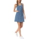 thumbnail image 4 of Vestidos de mezclilla INSPIRE CHIC para mujeres, regreso a clases, con botones, cuello en V, sin mangas, sin cuello, mini vestido de mezclilla con bolsillos XS Azul Claro, 4 of 6