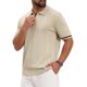 thumbnail image 4 of INSPIRA CHIC Regreso a Clases Polo de Punto para Hombre con Cremallera Cuarto de Manga Corta Textura Acanalada Top Casual M Beige, 4 of 6