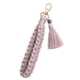 thumbnail image 5 of Macrame Llavero Muñequera Mujer Billetera Encantos Portátil Llavero Cadena Titular Violeta, 5 of 5