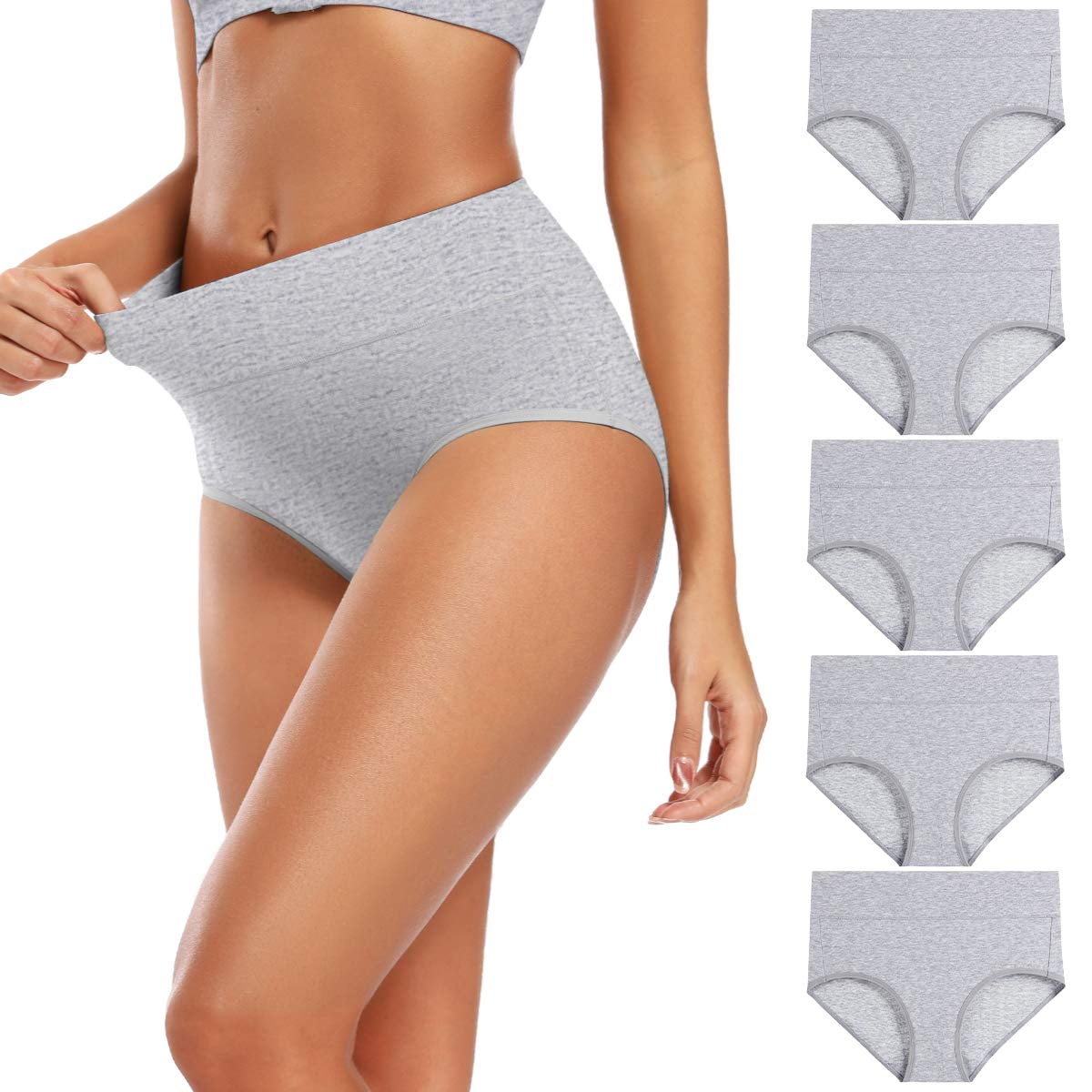 Ropa Interior Molasus Para Mujer, Algodón Suave, Cintura Alta, Color Gris, Talla 7