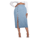 thumbnail image 2 of Falda Larga Jeans Mezclilla Botones Delantero Tiro Alto, 2 of 6