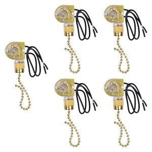Ioensy - 5 Interruptores De Pared Para Ventilador, Con Cadena De 2 Cables, Estables, Dorados.