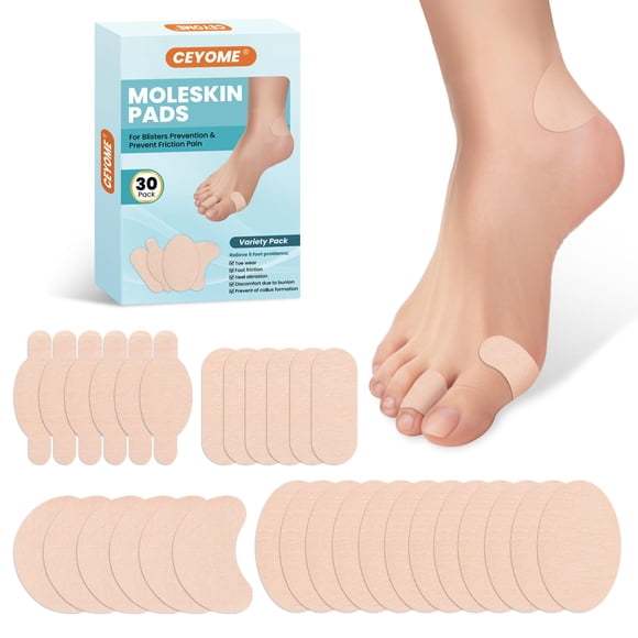 Almohadillas de Moleskin CEYOME 30 unidades para Prevención de Ampollas y Cuidado de los Pies