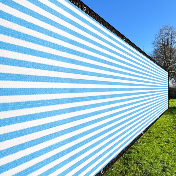 Pantalla de privacidad para cercas Uxcell 30ft x 16ft (45 pies cuadrados) Cubierta de tela de sombra Malla de cercado Malla de sombra Cubierta de red para balcón, Azul Blanco