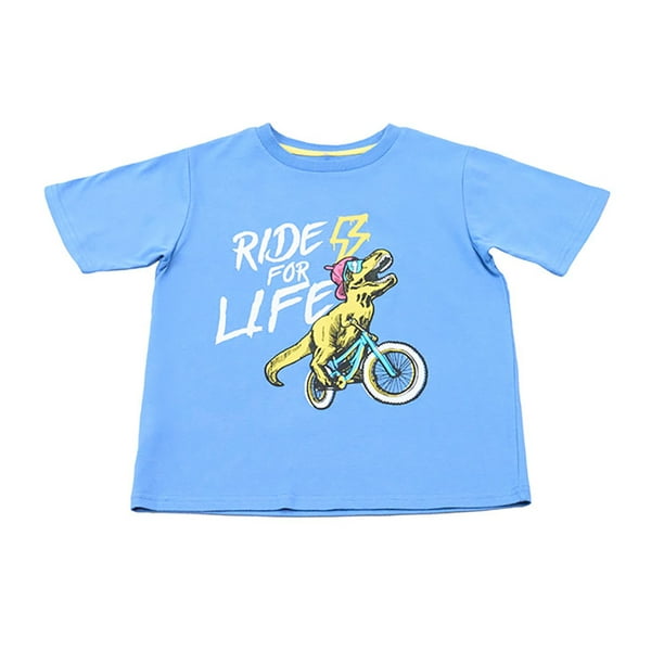Polera Niño Kids M/C Print Fluor Celeste Corona