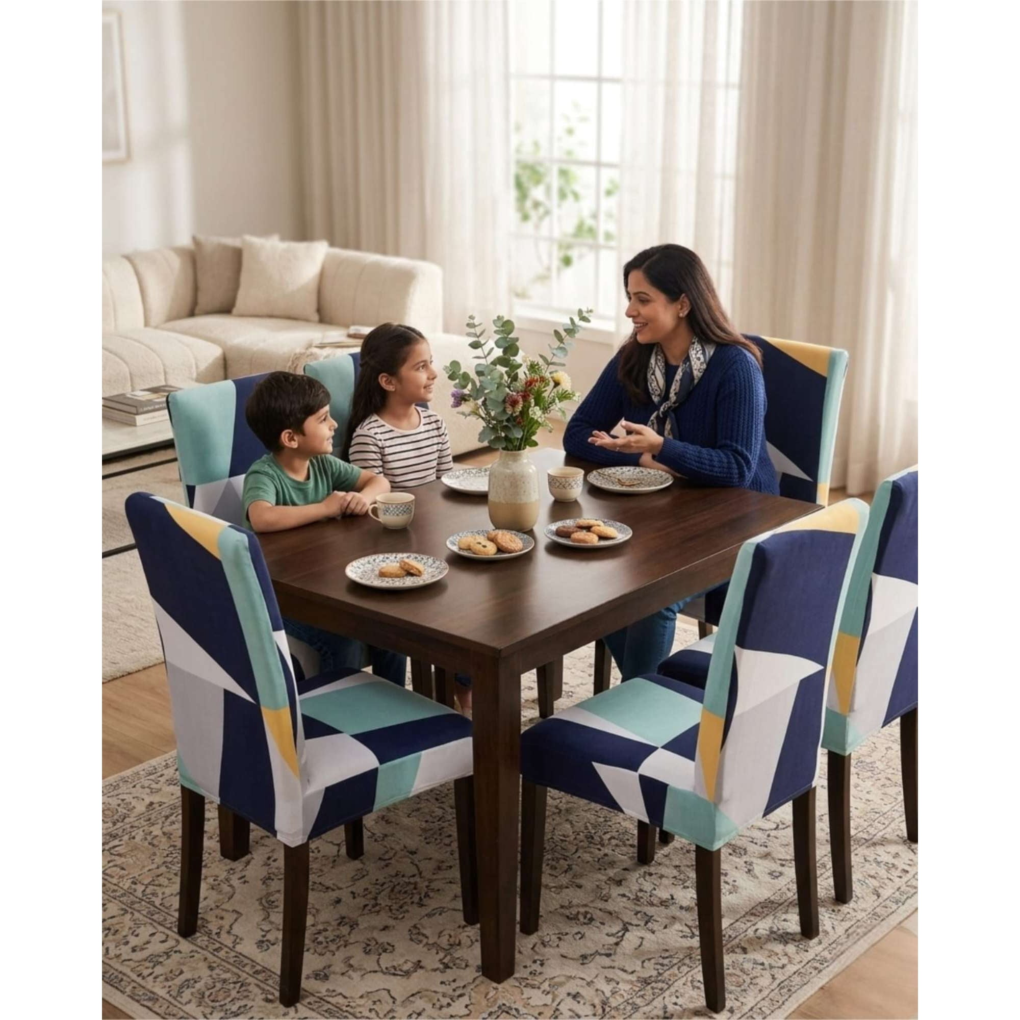 Mylhogar - Pack De 6 Fundas Elasticas Para Sillas Con Diseño Moderno