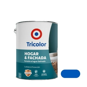 Esmalte Al Agua Satinado Hogar Y Fachada 1Gln Azul Intenso - Tricolor