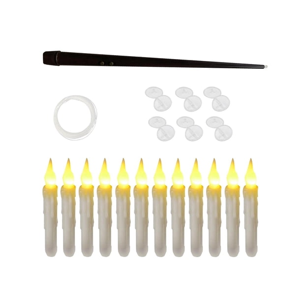 12 velas flotantes colgantes, velas cónicas sin llama con control remoto, velas flotantes de Halloween para fiesta de cumpleaños y Halloween , blanco cálido