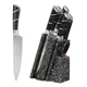 thumbnail image 1 of Cuchillos de Cocina Set 8 Piezas Acero Inoxidable Marmoleado Negro con Base Antideslizante, 1 of 6