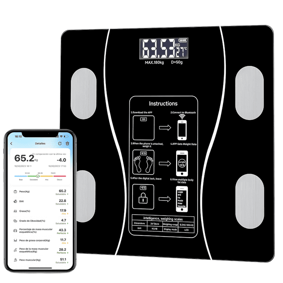 Báscula Digital Inteligente con Bluetooth para Baño Inalámbrica