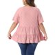thumbnail image 3 of Agnes Orinda Blusa de Mujer Talla Grande con Ojales y Capas, Escote en V, Manga Corta, Estilo Babydoll, Casual de Verano, 1X Rosa, 3 of 6